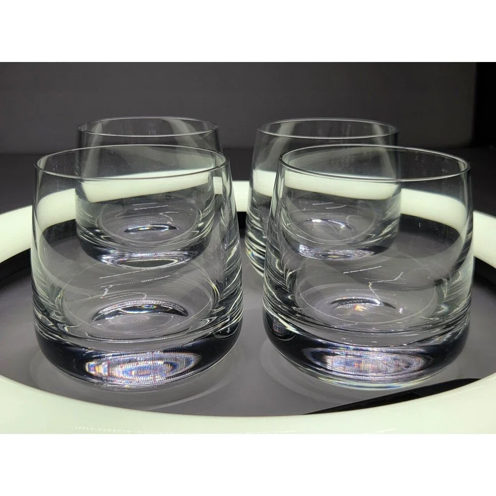 Set of 4 Williams Sonoma Double Old Fashioned Lowball Tumbler Crystal Glasses
